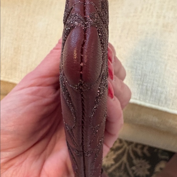 Coach Maroon Poppy Embossed Wristlet - Picture 4 of 7